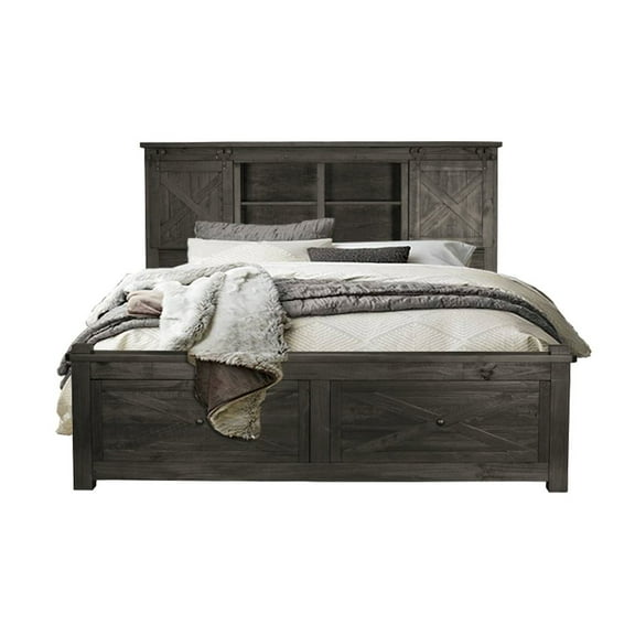 A-America Sun Valley King Storage Bed with Integrated Bench, Charcoal Finish