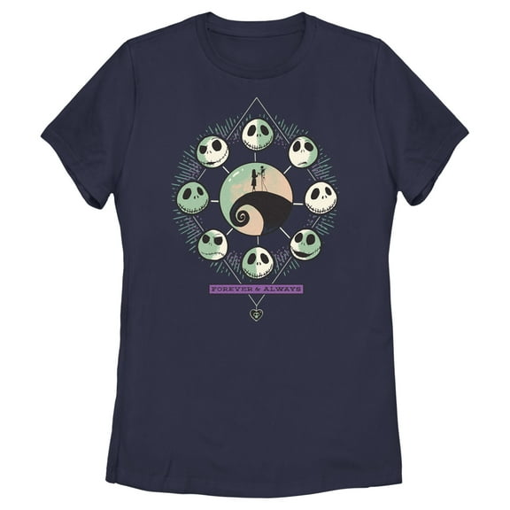 Women's The Nightmare Before Christmas Forever & Always Couple  Graphic Tee Navy Blue Medium