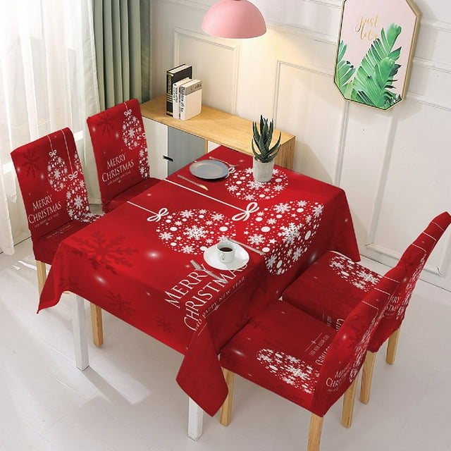 POINTERTECK Table Cloth Christmas Theme Design Non-Fading Cloth Wedding Party Chair Cover for Dinning Room