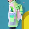 thumbnail image 4 of Impermeable de PVC para niños y estudiantes, ropa impermeable con capucha, asiento para mochila, color verde (M), 4 of 8