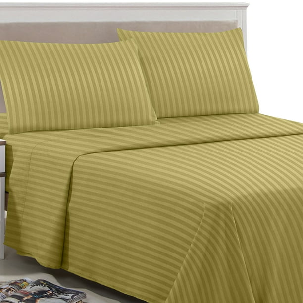 Premium Microfiber King Bed Sheets, Extra Deep Pocket Fitted Flat Sheet Green Pillowcase