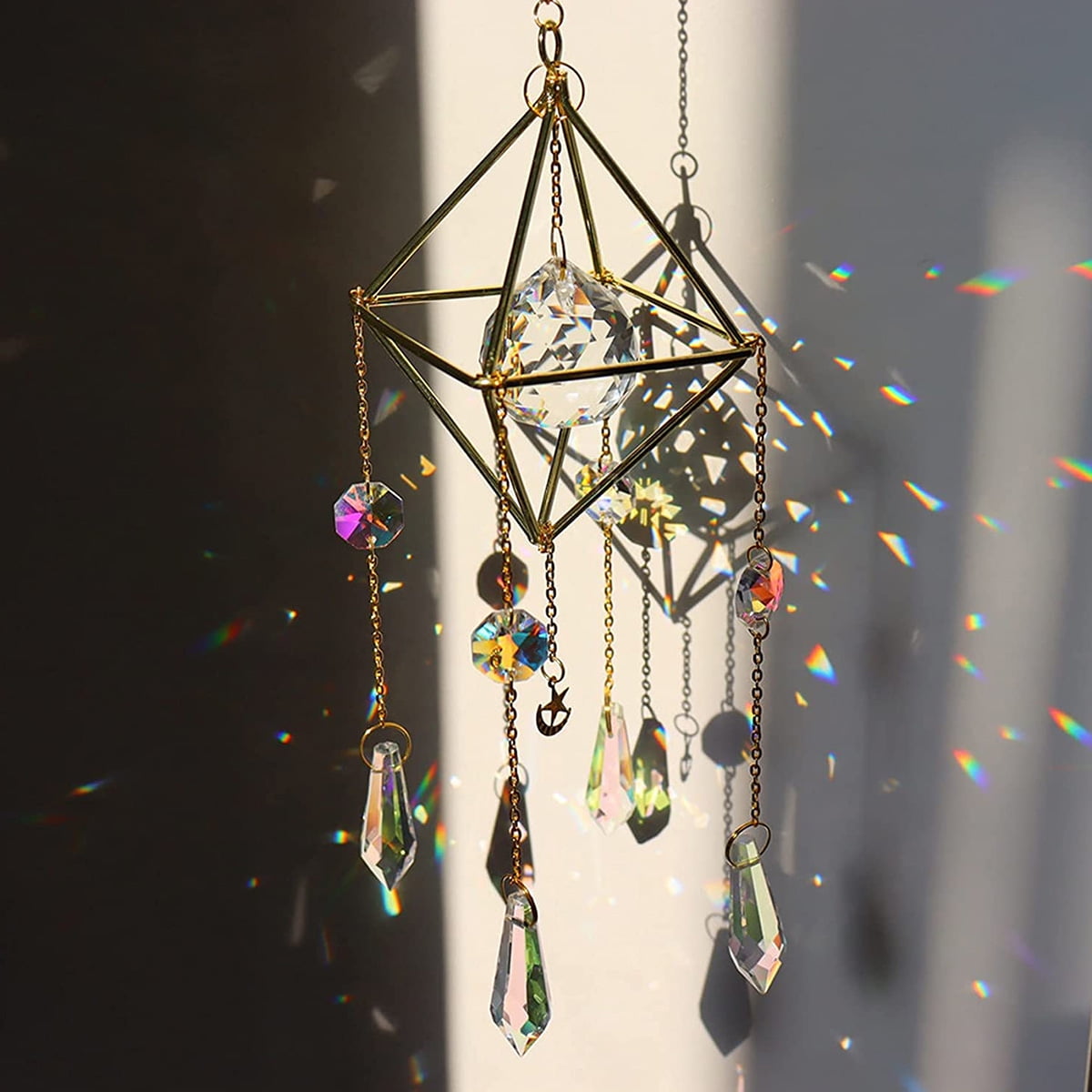 Willstar Crystal Suncatcher Rainbow Crystal Glass Prism Pendant Crystal Ornament Window Hanging Chandelier Sun Catcher