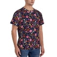 thumbnail image 2 of Vsdgher Dancing Skeletons Floral Garden Print Men's Dry Fit Mesh Athletic Shirts Moisture Wicking Tennis T-Shirt Tops, 2 of 9