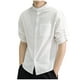 thumbnail image 2 of pstuiky Camisa de manga corta para hombre, Camisa informal de manga corta con cuello alto y botones para hombre, color liso ropa de hombre l, 2 of 5