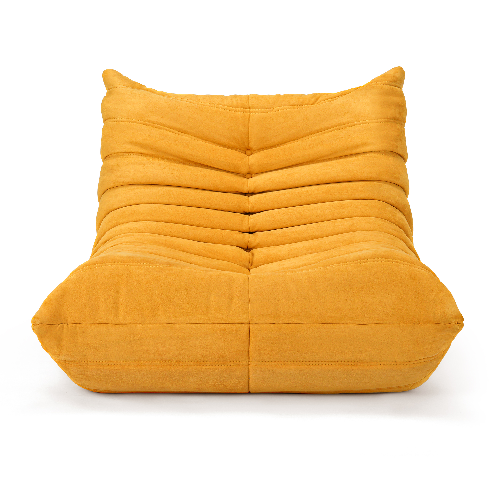 Cottinch Giant Bean Bag Chair Lazy Floor Sofa for Adults, Teens, Memory Foam Sofa Fireside Togo Chair Suede Lounger Couch for Living Room, Bedroom, Yellow