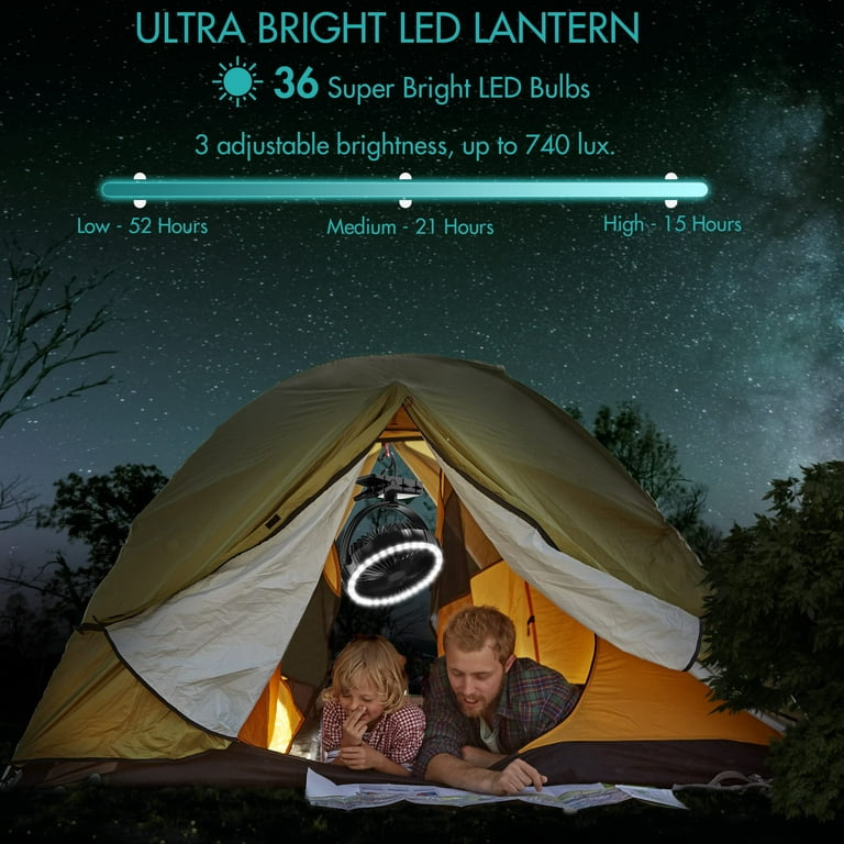 Camping Fan with Lantern 10000mAh Rechargeable Battery Powered