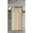 thumbnail image 3 of Ambesonne Tribal Quilted Bedspread Set 2 Pcs, Mexican Aztec Pattern, Twin Size, Blue Orange Ivory, 3 of 3