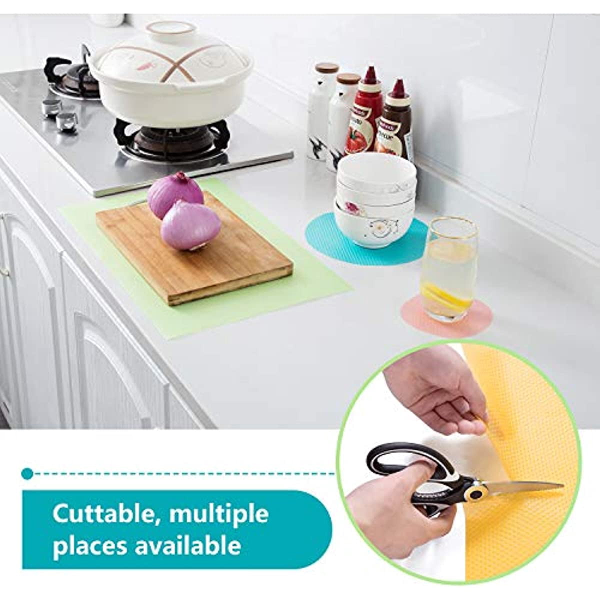 Refrigerator Mat, Washable Refrigerator Mat, Refrigerator Mat, Easy To Clean Shelf Mat, Cuttable Kitchen Cabinet Shelf Mat, Non Adhesive Drawer Table Mat (Color)