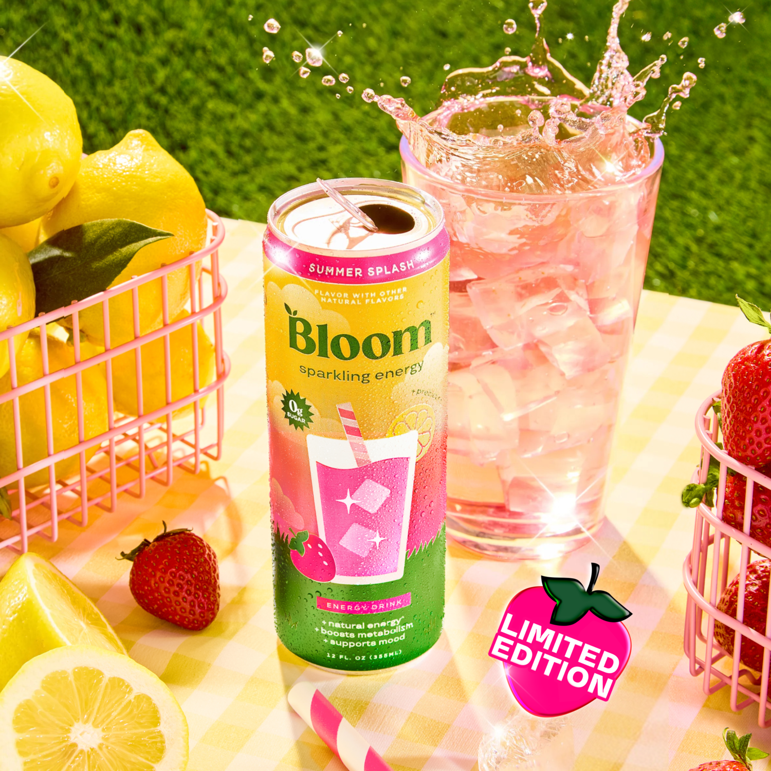 Bloom Sparkling Energy Drink, Summer Splash, 12 fl oz Single Can
