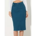 thumbnail image 2 of DARING DIVA Women's Jean Back Vent Midi Length Denim Skirts XL Peacock Blue, 2 of 6