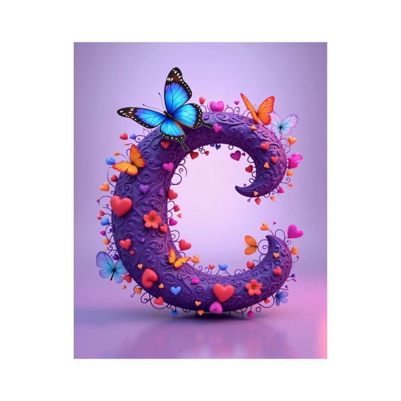 Paint by Numbers Kit for Adults, Butterfly Floral Letter Art Paint by Numbers, Easy Paint by Numbers Kit for Adults Beginner, DIY Adult Paint by Number Kits on Canvas, Home Decor