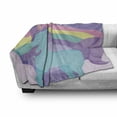 thumbnail image 2 of Unicorn Soft Flannel Fleece Throw Blanket, Pony Rainbow Dreamy Color Nursery Theme, Cozy Plush for Indoor and Outdoor Use, 50" x 70", Lavender Blue Multicolor, by Ambesonne, 2 of 5