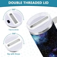 thumbnail image 3 of Yayeee 40oz Stainless Steel Tumbler with Straw and Handle Double-Wall Insulated Travel Water Bottle, Watercolor Galaxy, 3 of 8