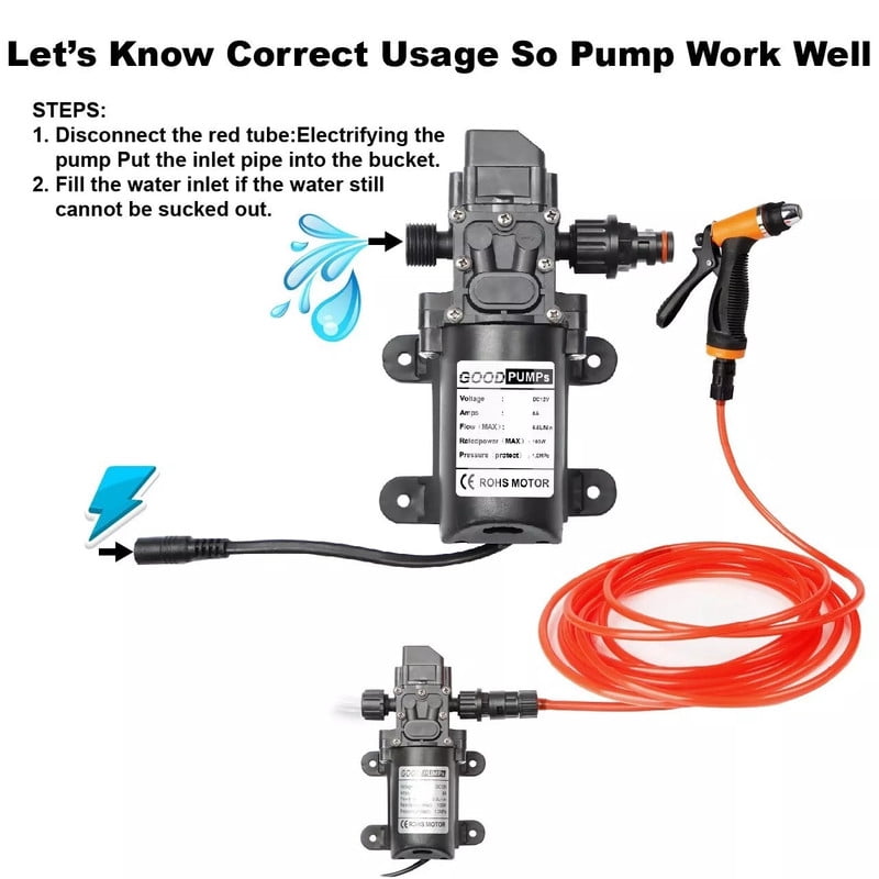 12V 160PSI Washdown Wash Pump Kit Electric DIY Car Washer Cleaner Sprayer Tool for Car, Home, Outdoor Use
