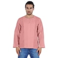 thumbnail image 1 of Atasi Long Sleeve Kurta For Men Solid Slub Cotton Round Neck Ethnic Shirt-5769, 1 of 7