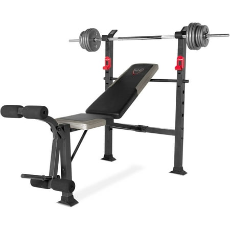 CAP Strength Deluxe Standard Bench with 100 lb Cast Iron Weight Set