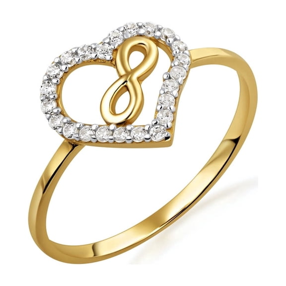 14K Solid Gold Infinity Heart Ring/ Size 4