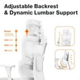 thumbnail image 6 of WELLNEW Prestige Ergonomic Office Chair White- Height Adjustable Backrest Lumbar Support, Seat Depth Adjust, 3D Headrest, 4D Armrests, Blade Wheels, Mesh Computer Gaming Chairs Executive Swivel Chair, 6 of 8