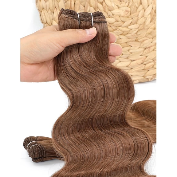 WEIF-30 inch Body Wave Bundles Brown Hair Weft for Women Long Synthetic Hair Extensions Sew in Weft