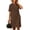 B-Brown, variant on 2026 Summer Womens Dress with Pockets Cotton Linen V Neck Short Sleeve Casual Solid Color Midi Dress