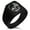 Black, variant on Stainless Steel Death Zombie Skull Needle Stripe Pattern Biker Style Polished Ring