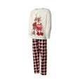 thumbnail image 4 of Fiomva Family Matching Christmas Pajamas Set, Xmas Tree Letter Print Round Neck Long Sleeve Tops Plaid Long Pants for Parents Kids, 4 of 10