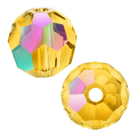 Topaz Swarovski Crystal Beads - Swarovski Crystal, #5000 Round Beads 8mm, 8 Pieces, Light Topaz Shimmer