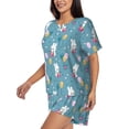 thumbnail image 2 of "Wukai Rabbit And Balloon Women's Pajama Set - Short-Sleeve Top and Shorts with Elastic Waistband and Pockets for Loungewear, Yoga, and Casual Wear-Small, 2 of 8