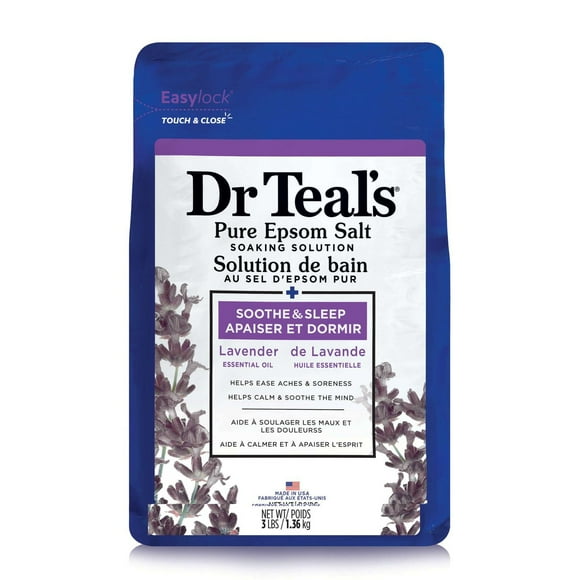 Dr Teal’s Salt Soak with Pure Epsom Salt, Soothe & Sleep with Lavender, 1.36kg