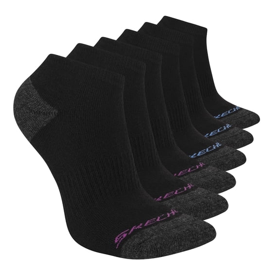 Skechers Women’s No-Show Socks with Cushioned Footbed & Arch Support (6-Pairs)