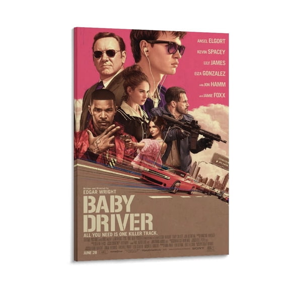 Baby Driver Classic Movie Poster Wall Art Poster Gifts Bedroom Prints Home Decor Hanging Picture Canvas Painting Posters 24x36inch(60x90cm)