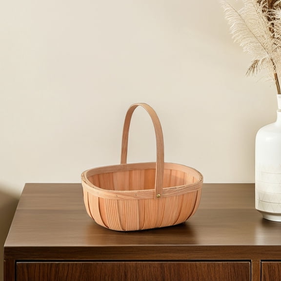 PAMINGONO Handwoven Bamboo Storage Basket Khaki for Home Elegant and Multiscene