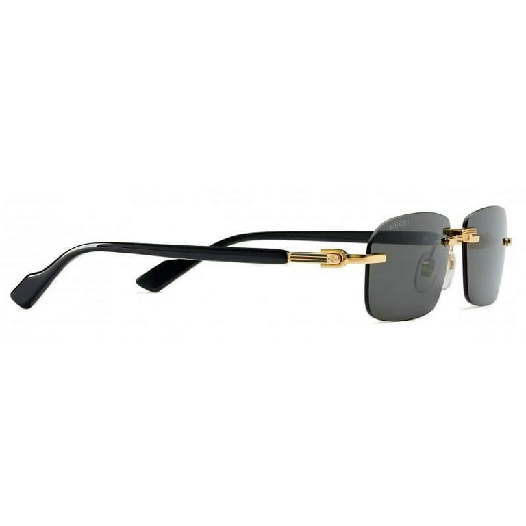 Gucci GG 1221S 001 Square Rimless Sunglasses Gold with Black Grey
