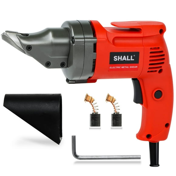 SHALL Electric Metal Cutting Shear, 4.0-Amp Corded Sheet Metal Cutter, Variable Speed with 360 Degree Swivel Head, Continuous Cutting, Clean Cut for 14GA