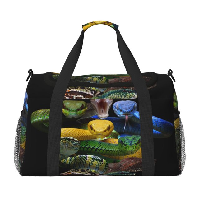 Disketp Colorful Viper Snake Bolsa de Viaje Tipo Duffle, Bolso de Mano para Fin de Semana para Mujer, Bolsa de Gimnasio Ligera para Hombre, Esencial para Viajes