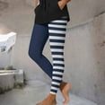 thumbnail image 6 of Feancey Womens Yoga Legging High Waisted Casual Halloween Party Tights Color Block Striped Workout Leggings Tummy Control Skinny Pants Navy M, 6 of 10