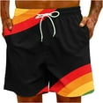 thumbnail image 6 of Penkiiy Mens Casual Fashion Color Block Rainbow Printed Shorts with Pockets Elastic Waist Beach Pants Youth Short Pants M Multicolor, 6 of 9