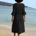 thumbnail image 5 of HAJWOH Dresses for Women Cotton Linen Summer Dresses Half Sleeve Beach Boho Eyelet Lace Trim Flowy Maxi Sundresses, 5 of 6