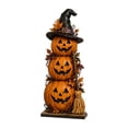 thumbnail image 2 of Layered Halloween Haunted House Scene Decoration, Lighted Halloween Village Display with Ghost Pumpkin Witch LED Lights, Seasonal Tabletop Decor for Home Shelf Mantel Party, 2 of 6