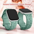 thumbnail image 3 of Cute Floral Bands for Apple Watch Band Women 40mm 41mm 38mm 45mm 44mm 42mm Ultra/2 49mm Girls Ladies,3 pack Rose Engraved Silicone Embossed Flower Pattern Strap for iWatch Series 9 8 7 6 5 4 3 2 SE, 3 of 7