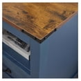 thumbnail image 4 of Blue Night Stand, Rustic End Table with Charging Station, Farmhouse Tall Nightstand for Bedroom, Drawer Dresser Bedside Table with Open Storage Shelf 1pc with Charging, 4 of 8