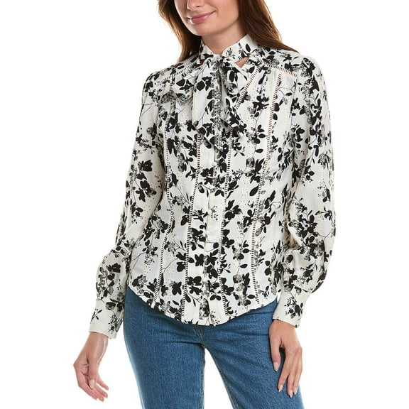 Gracia womens Floral Top, l, White