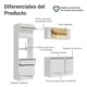 thumbnail image 4 of Madesa Gabinete de Cocina Integral Compacta con Armario Diamante Pop Blanco, 4 of 11