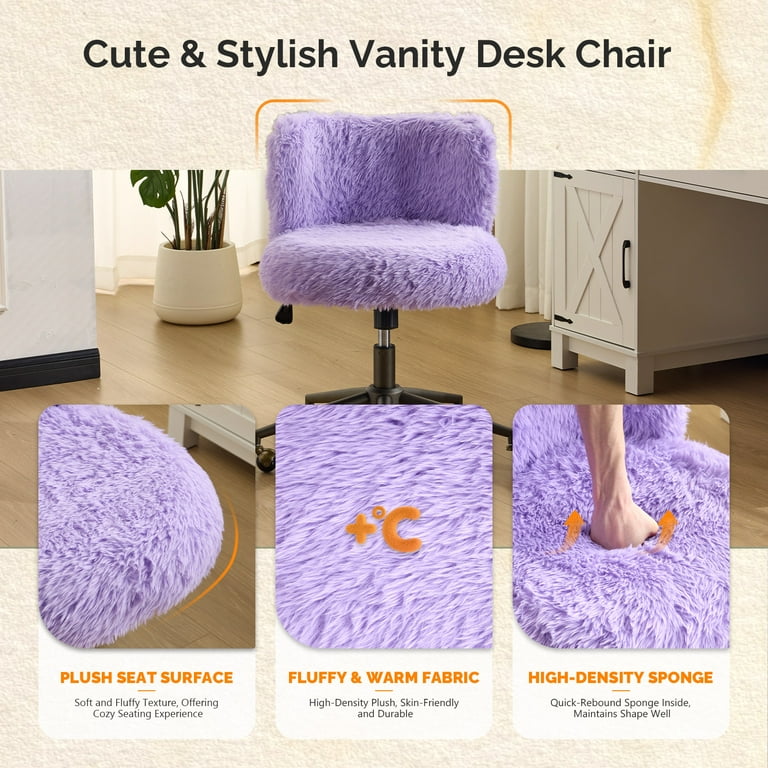 Ktaxon Vanity Chair, Adjustable Desk Chair, Metal Base, Swivel