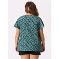 thumbnail image 4 of DARING DIVA Women's Plus Ruffle Short Sleeve Keyhole Chiffon Blouse 3X Blue Green, 4 of 6