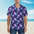 thumbnail image 2 of Sikiie Skull starry sky flower leaf Print Men's Hawaiian Shirt, Summer Beach Button Pocket Short Sleeve T-Shirt,Large, 2 of 7