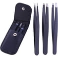 thumbnail image 1 of 3-piece Professional Stainless Steel Precision Eyebrow Tweezers Set, 1 of 5