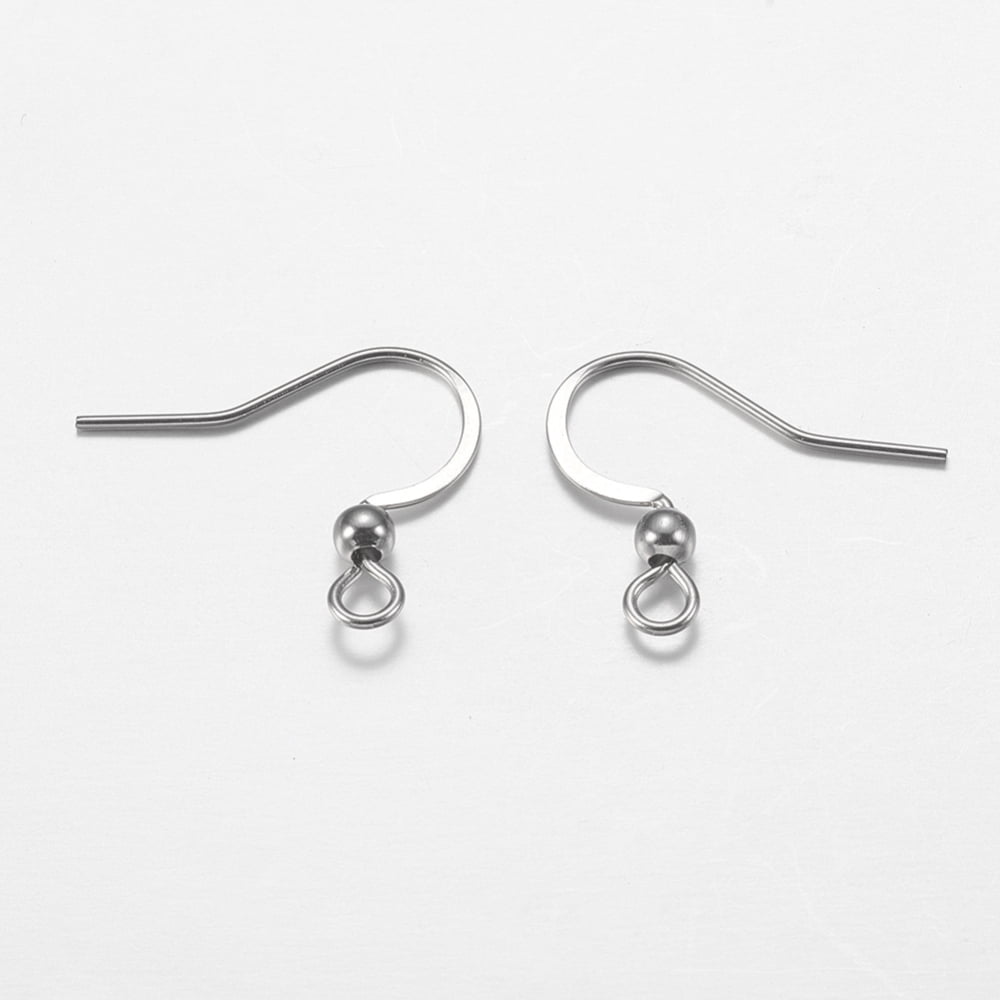 Resistant 316 Surgical Stainless Steel French Earring Hooks Flat Earring Hooks Ear Wire with Horizontal Loop Stainless Steel color 16x17~19x3mm Hole: 2mm 22 Gauge Pin: 0.6mm
