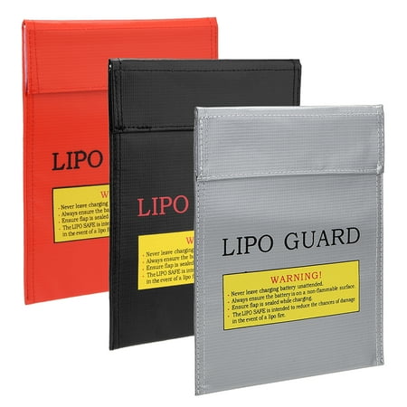 

Uxcell Fireproof Battery Safe Bag Charging Pouch Sack for Charge and Storage 180x230mm Red Black Silver Tone 3Pcs