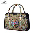 thumbnail image 4 of Bolso de mano bordado de estilo étnico con estilo Bolso de mujer Bolso de hombro de lona con cremallera Bolso de mano bordado de gran capacidad, 4 of 5